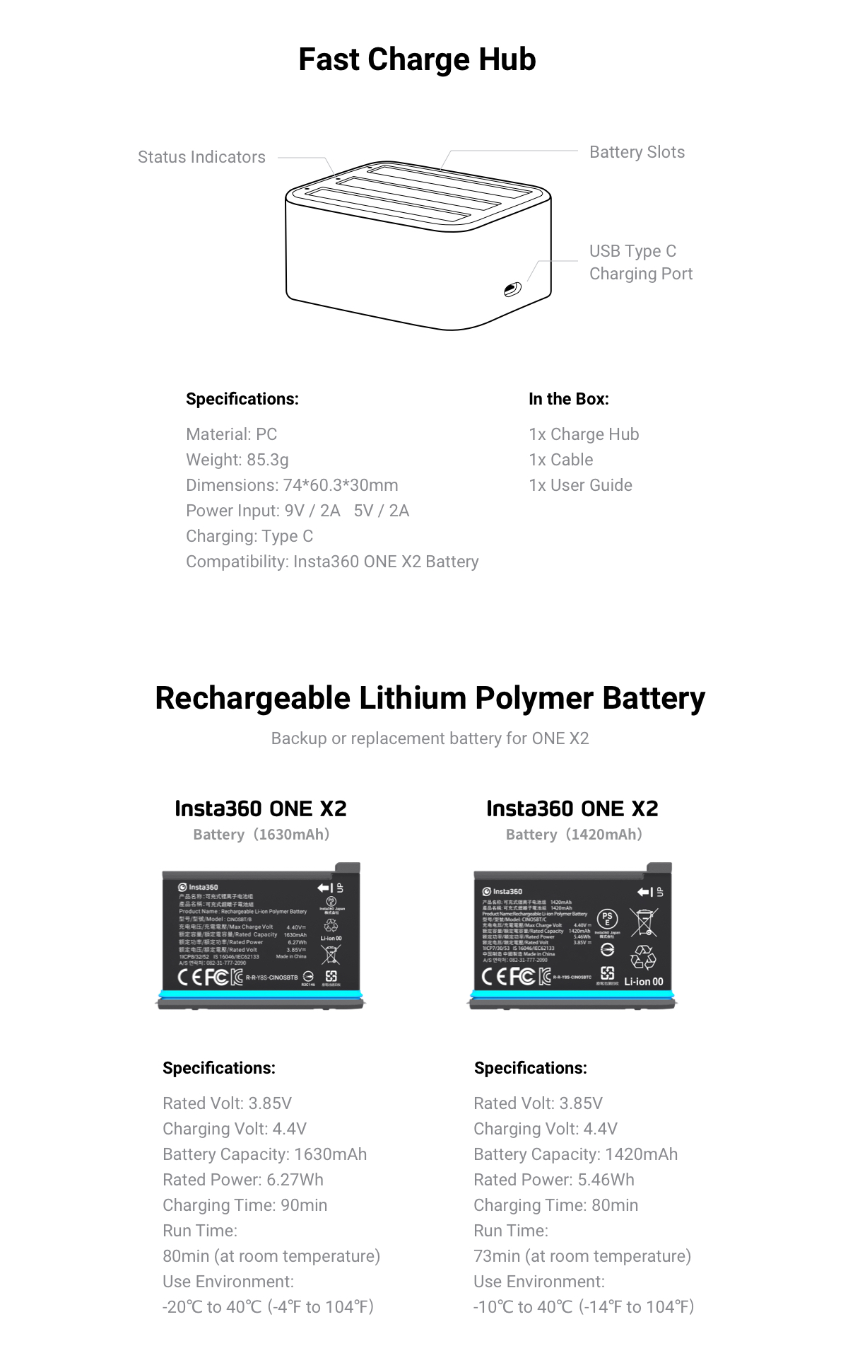 Insta360 ONE X2 Battery 1630mAh