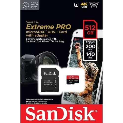 SanDisk Extreme PRO microSDXC™ UHS-I CARD Up to 200MB/s – 512GB
