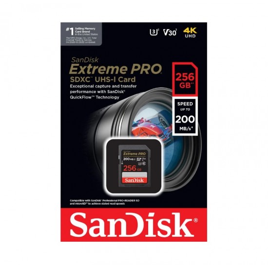 SanDisk 256GB Extreme PRO (200MB/s) UHS-I SDXC Memory Card